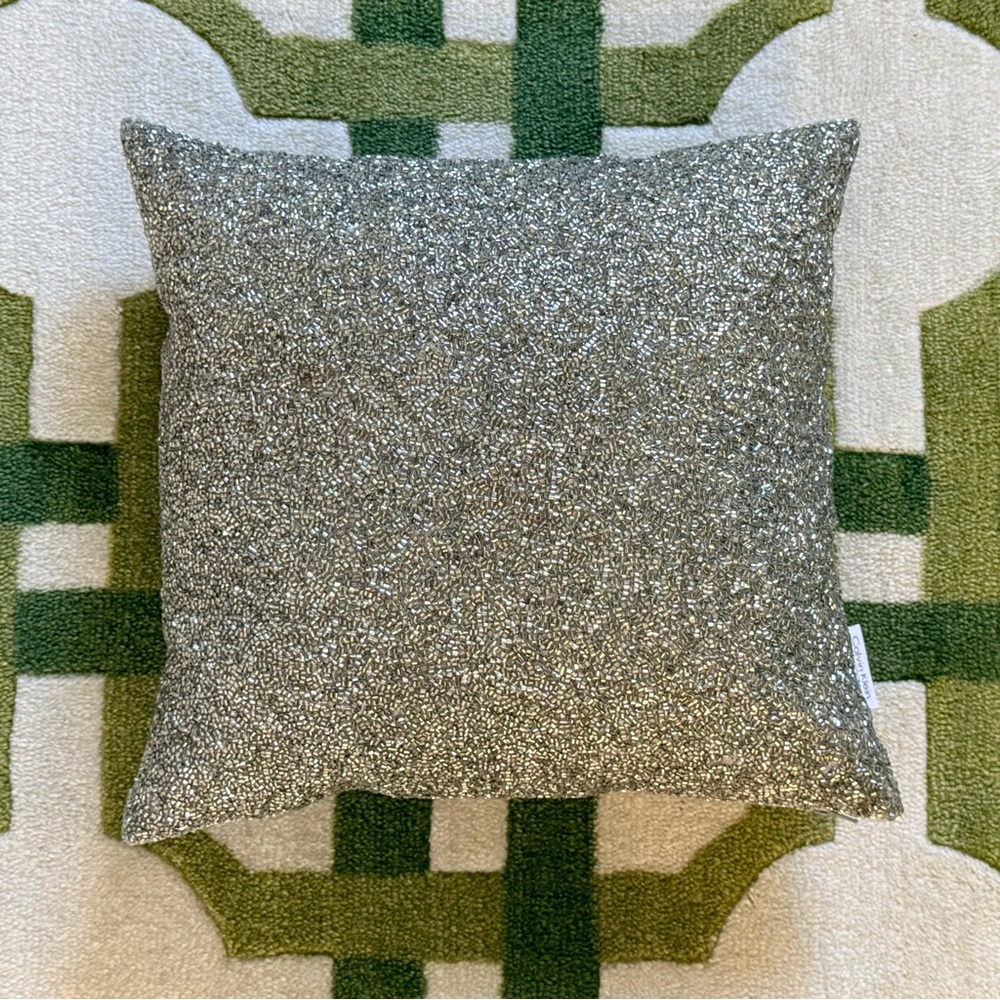 🐻 2/$25 • Calvin Klein | Silver Beaded Accent Pillow